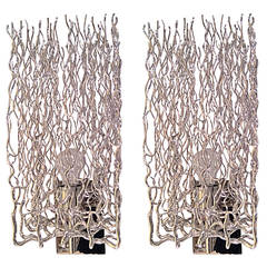 Pair of Beautiful Twig Sconces in Chromed Steel