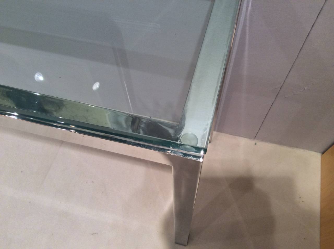Unknown Chromed Steel and Glass Console Table For Sale