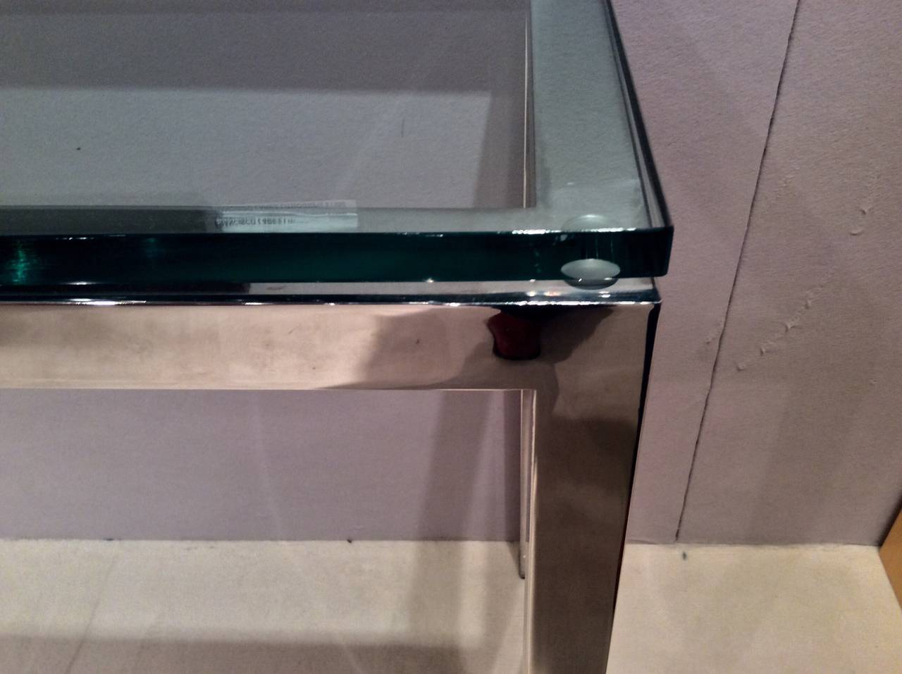 Chromed Steel and Glass Console Table In Good Condition For Sale In Palm Springs, CA