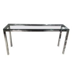 Chromed Steel and Glass Console Table