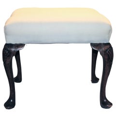 Period Queen Anne Footstool or Ottoman Shell Carving on Knee 