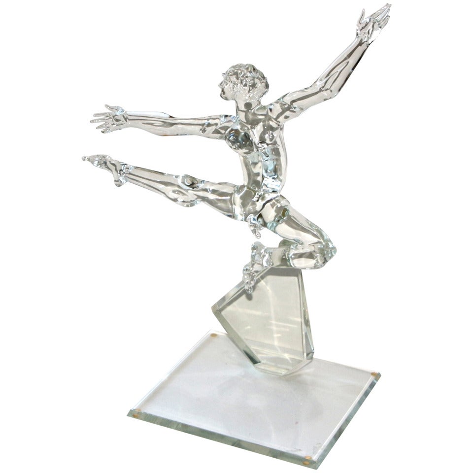 Danseuse masculine en verre nu en vente