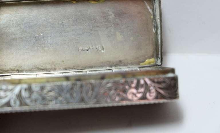 Russian 19th Century Silver Niello Pill or Snuff Box 5