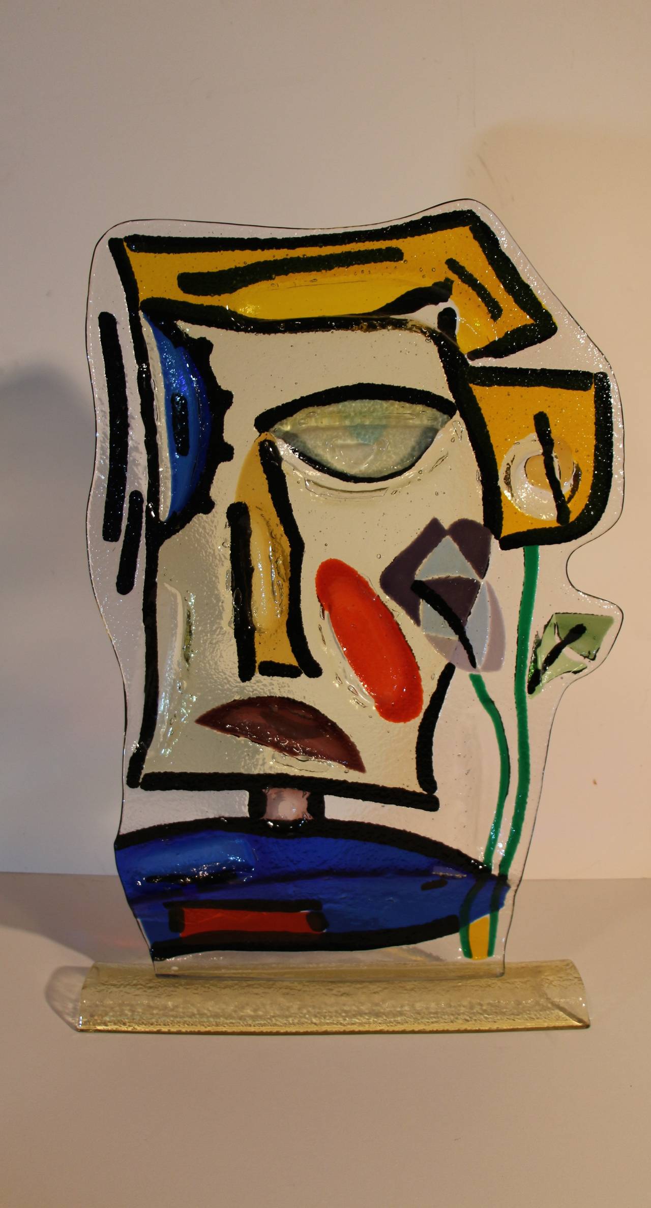 Handblown Signed Whimsical Large Glass Face 2