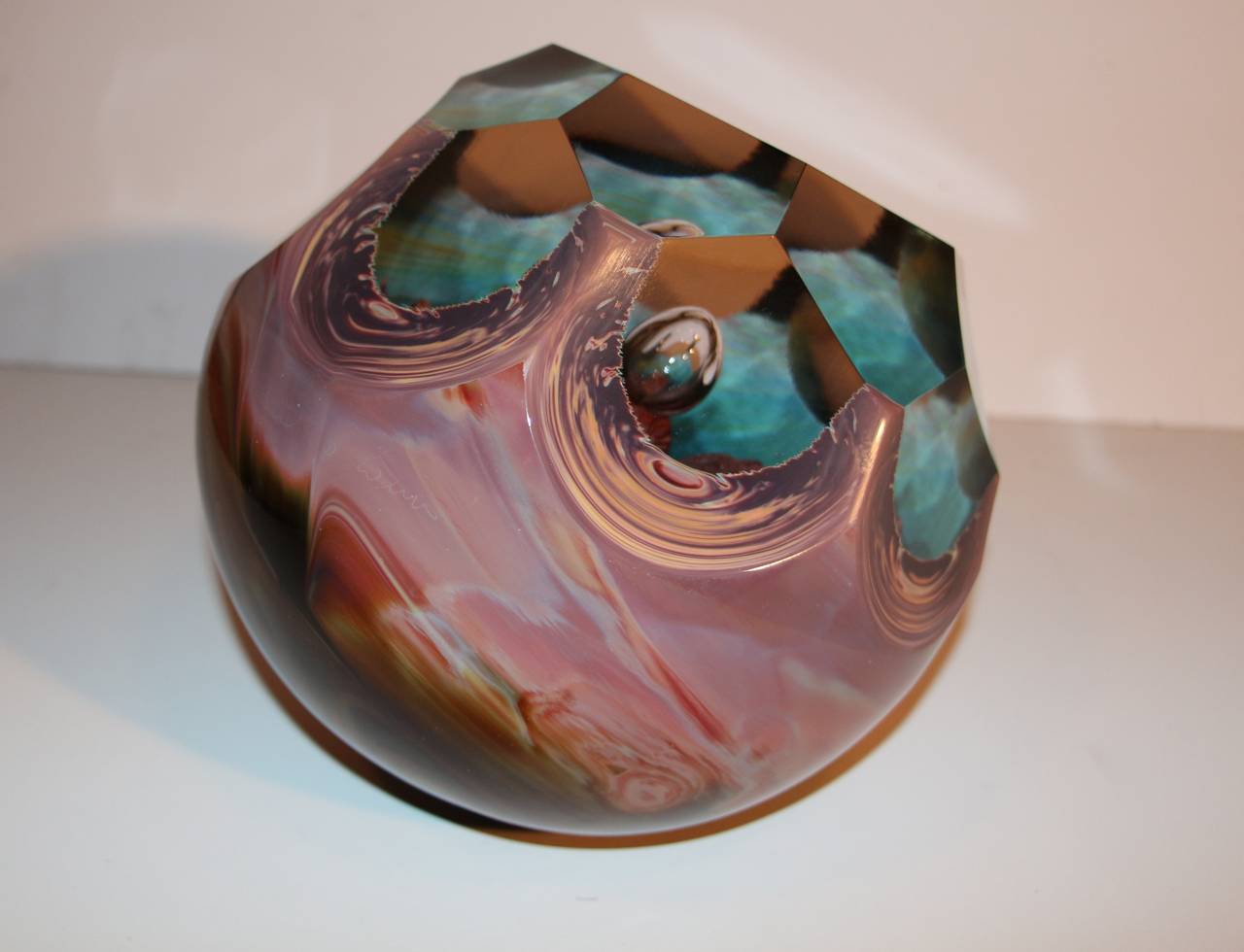 A fabulous Loredano Rosin signed massive and extremely heavy sculpture in the form of a paperweight. We have never seen a piece as unusual as this one from Dino Rosin. The chalcedony glass is quite spectacular and difficult to capture properly. I