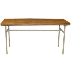 Beautiful Zebra Wood Console With Leather Wrapped Legs