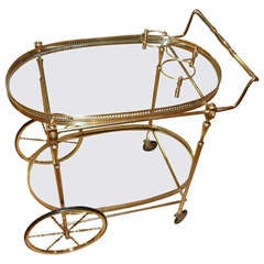 Brass Bar Cart with Bottle Holders