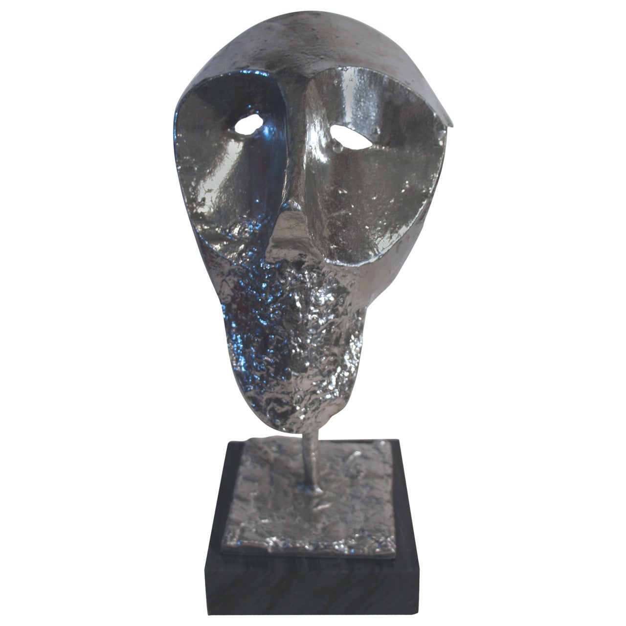 Abstract Cast Metal Bust on Marble Base For Sale
