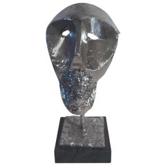 Abstract Cast Metal Bust on Marble Base