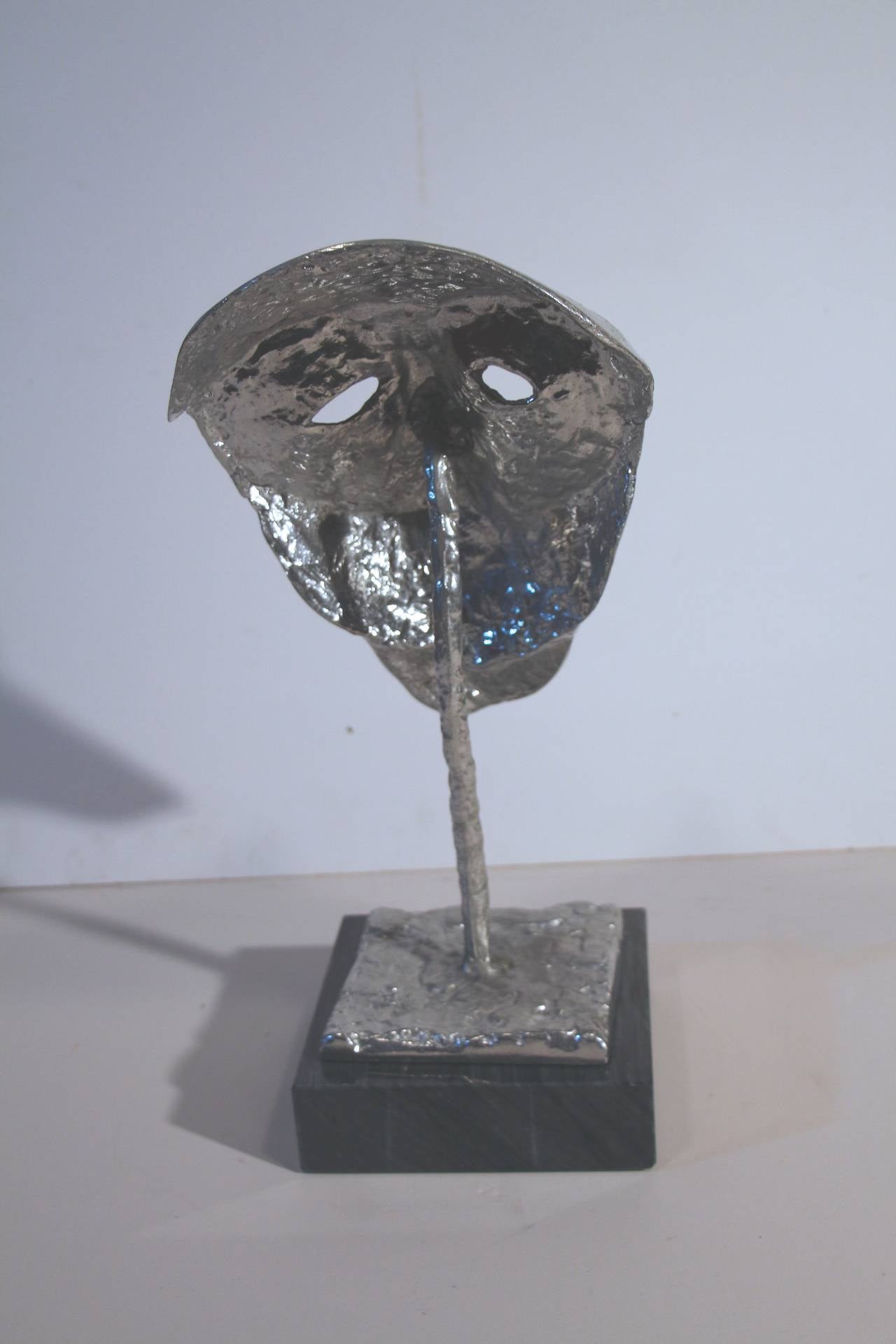 20th Century Abstract Cast Metal Bust on Marble Base For Sale