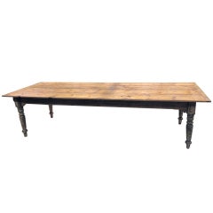 Antique Early Long Pine Dining Or Harvest Table