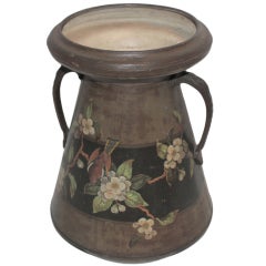 Antique 1877 Tole Hand Painted Pail By Henry Loveridge Co