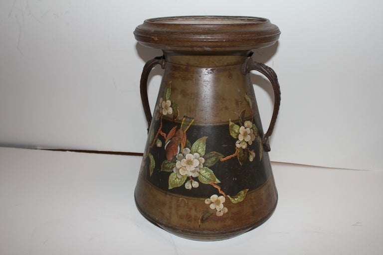 1877 Tole Hand Painted Pail By Henry Loveridge Co