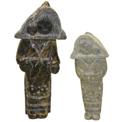 Two Eskimo Inuit Carvings of Women Wearing Amauti by Youtie Sudloo 9