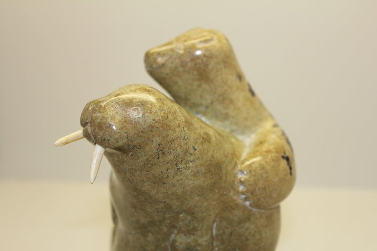 Canadian Mating Walrus Inuit Eskimo Carving