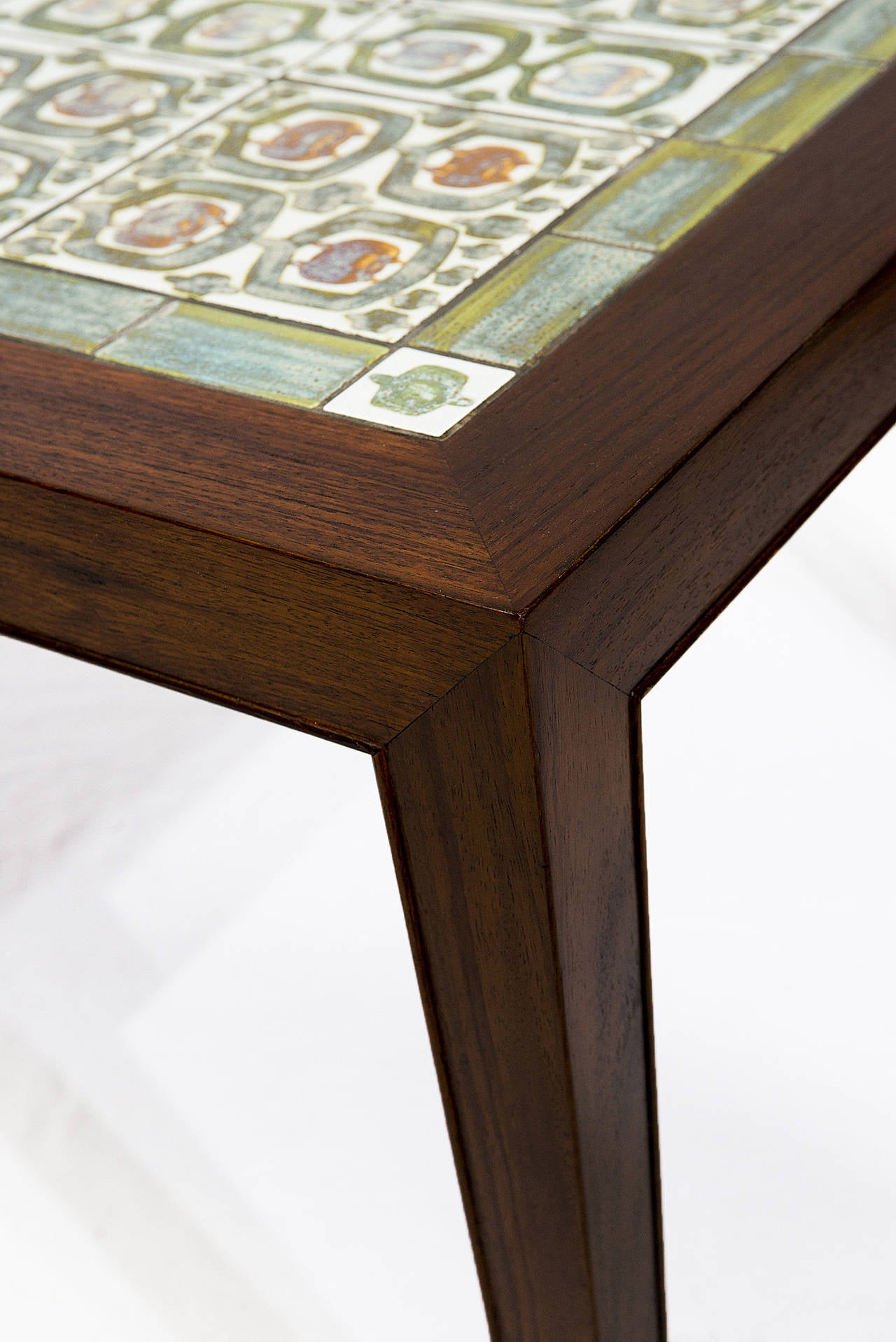 Scandinavian Modern Rosewood Coffee Table with Royal Copenhagen Tiles