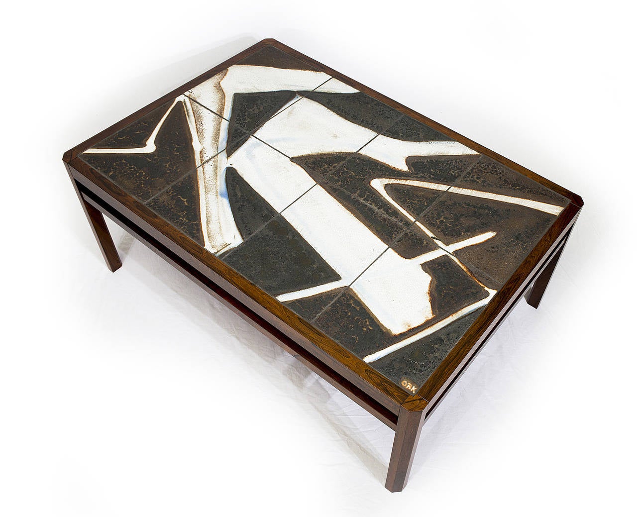 Danish Rosewood Abstract Tile Coffee Table In Excellent Condition In Los Angeles, CA