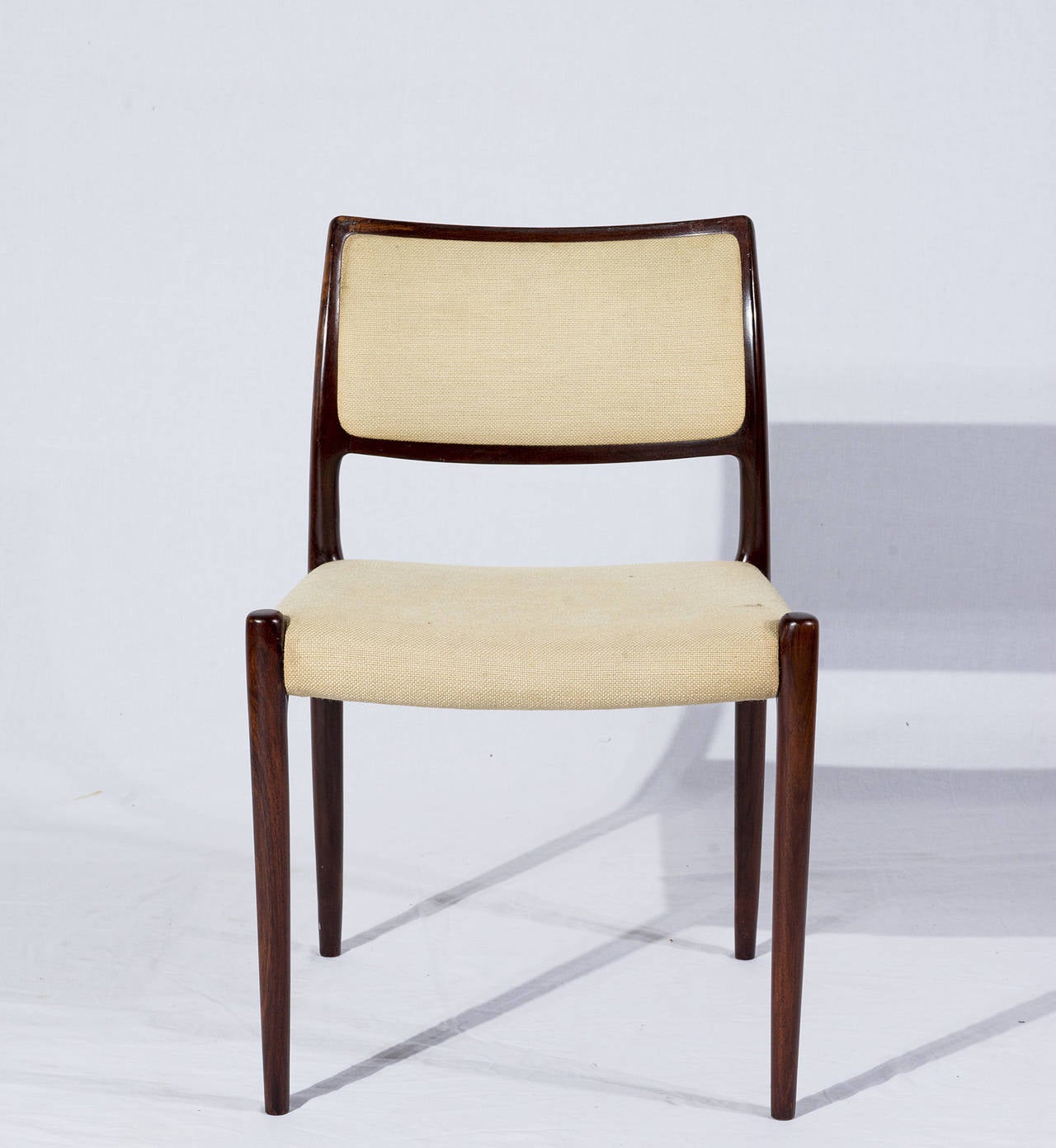 Scandinavian Modern Set of Eight Rosewood Niels Møller Model #80 Dining Chairs
