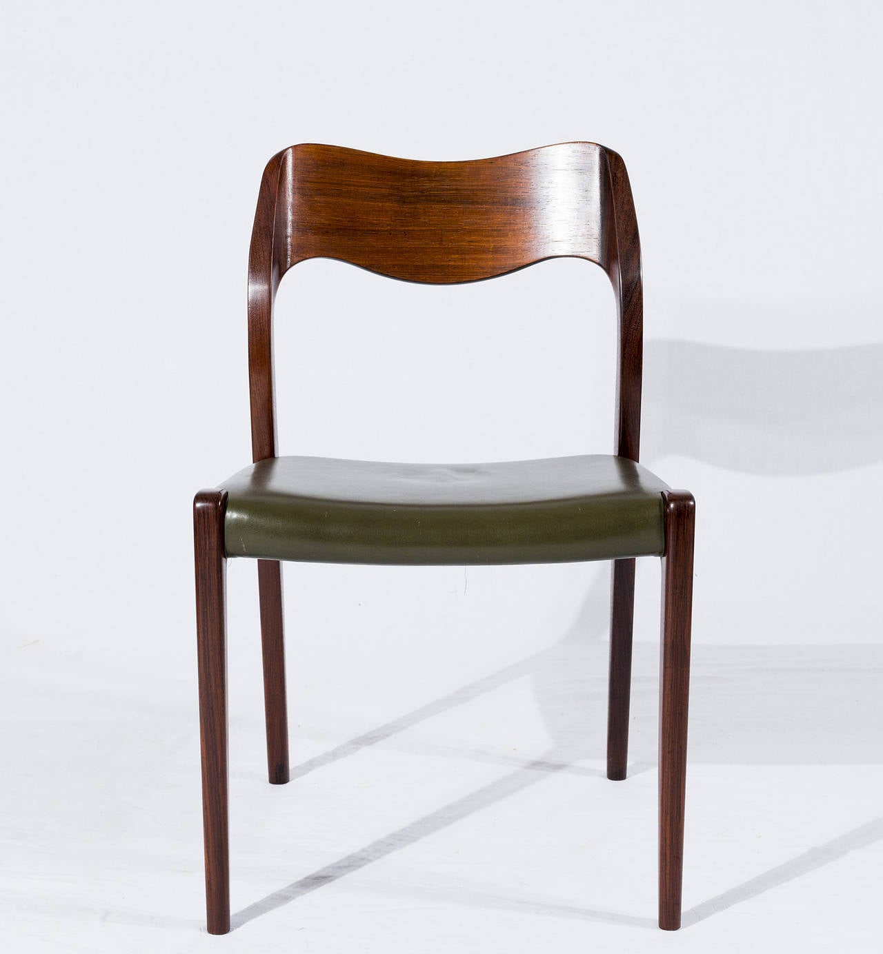Scandinavian Modern Set of Four Rosewood Niels Møller Model #71 Dining Chairs