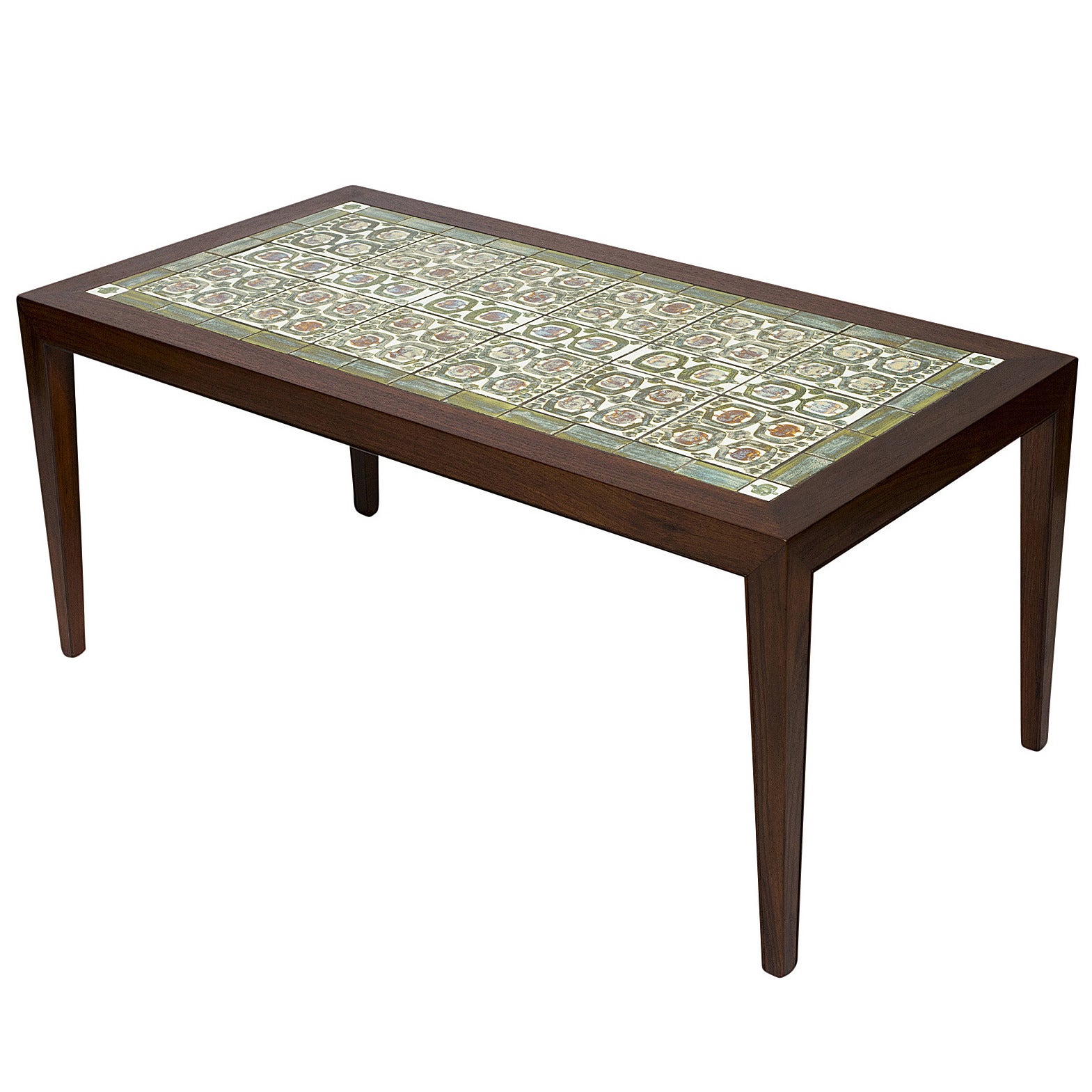 Rosewood Coffee Table with Royal Copenhagen Tiles