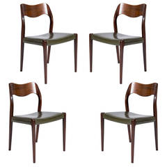Set of Four Rosewood Niels Møller Model #71 Dining Chairs