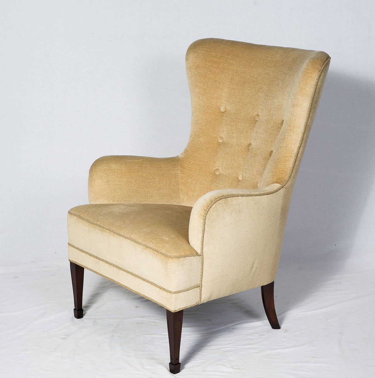 Scandinavian Modern Frits Henningsen High Back Lounge Chair For Sale