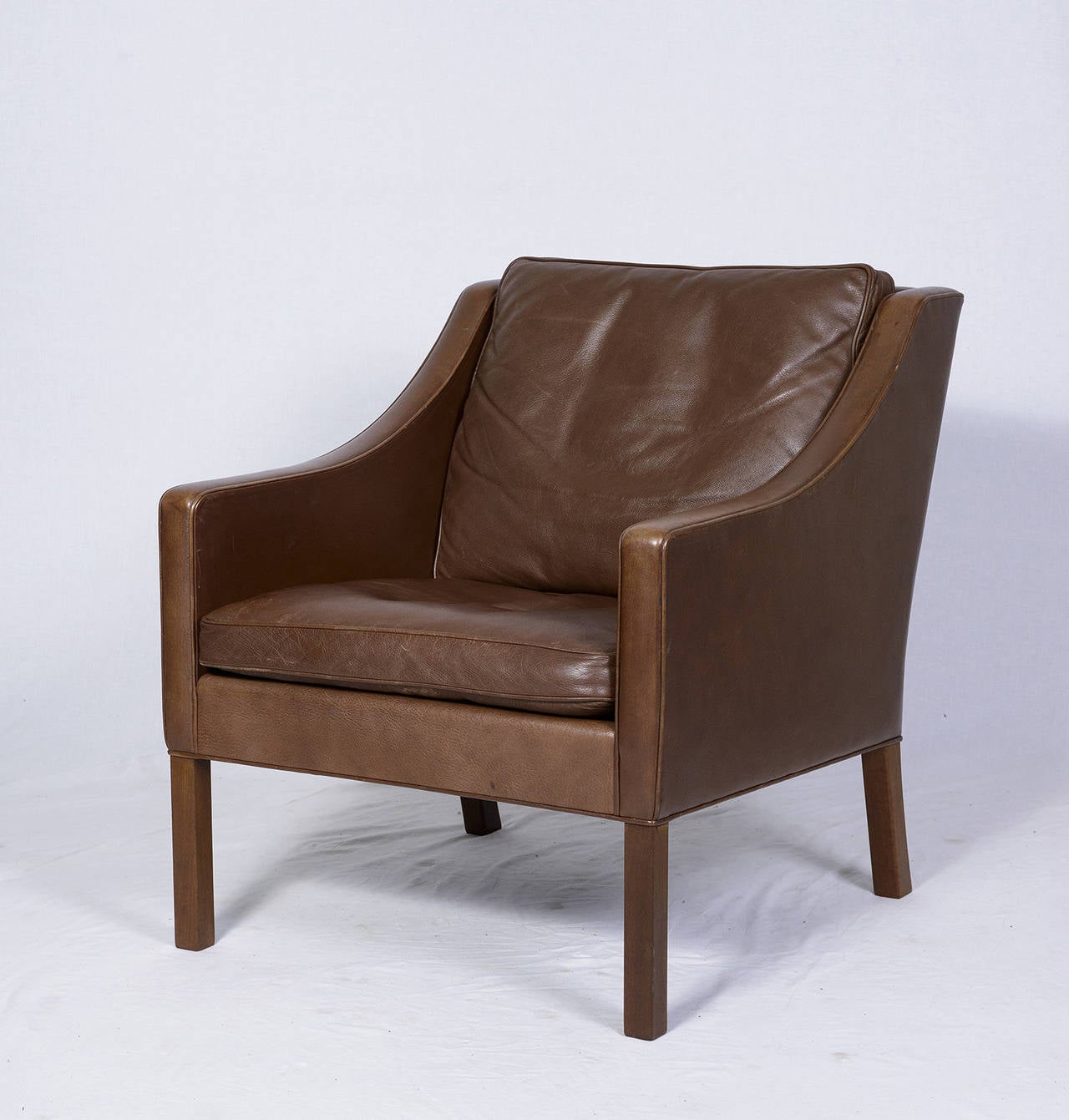 Scandinavian Modern Pair of Borge Mogensen Model #2207 Leather Lounge Chairs