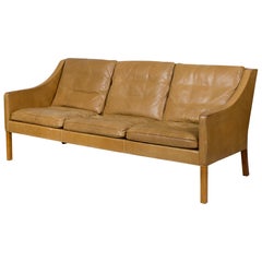 Borge Mogensen Model #2209 Three-Seat Leather Sofa