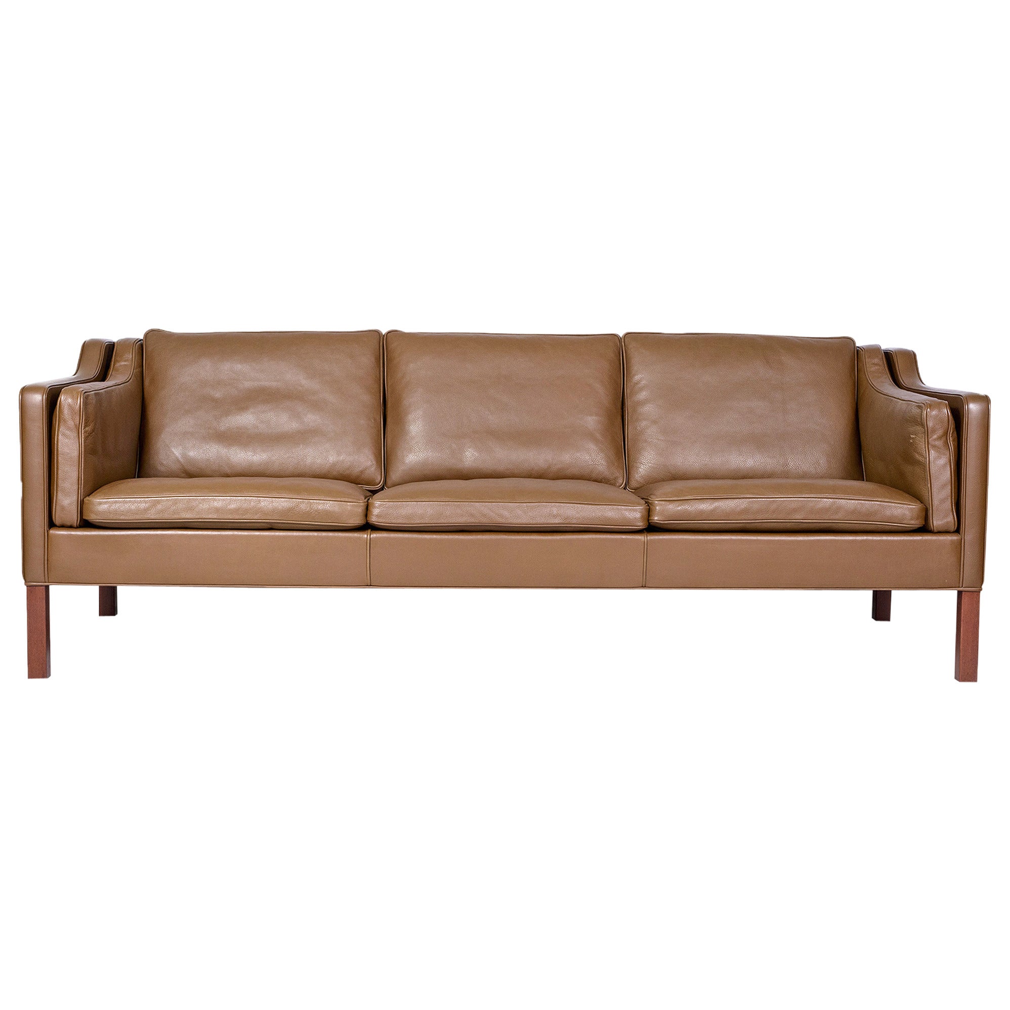 Borge Mogensen Model #2213 Three-Seat Leather Sofa