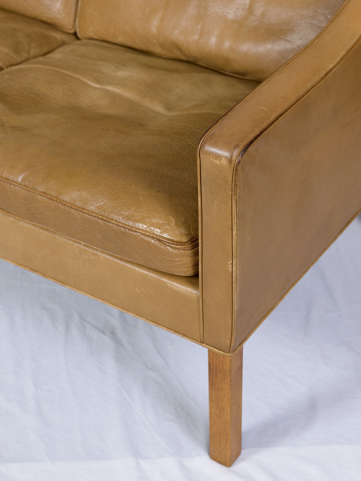 Danish Borge Mogensen Model #2209 Three-Seat Leather Sofa