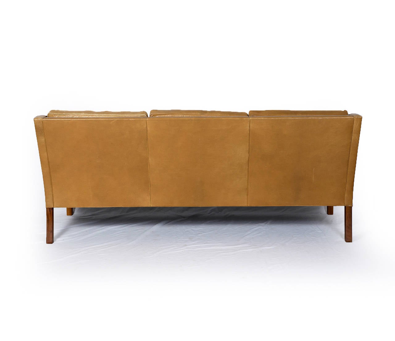 Scandinavian Modern Borge Mogensen Model #2209 Three-Seat Leather Sofa