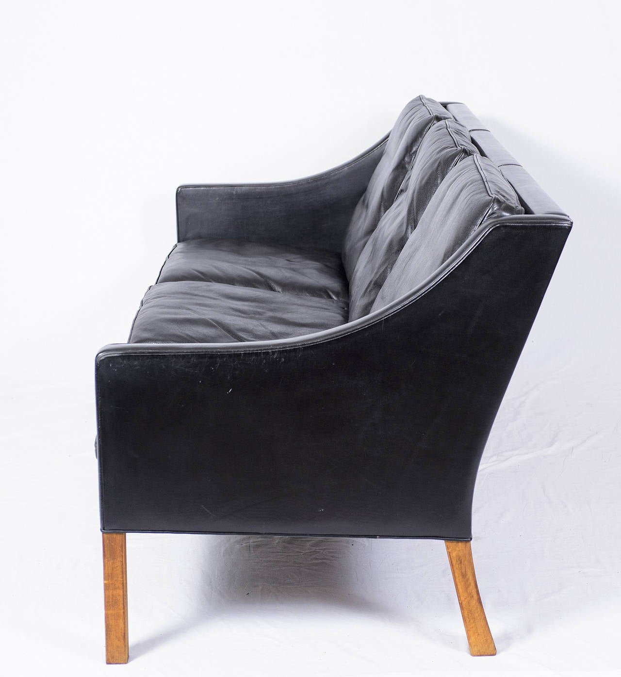 Danish Børge Mogensen Model #2209 Three-Seat Leather Sofa