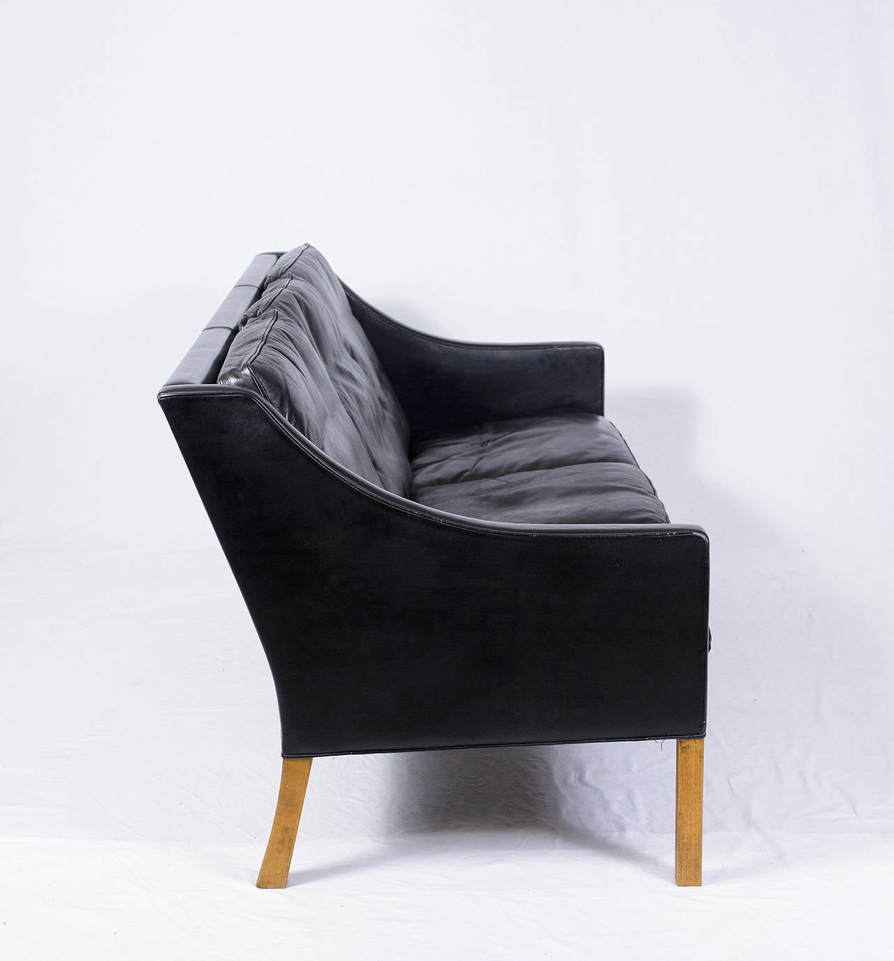 Scandinavian Modern Børge Mogensen Model #2209 Three-Seat Leather Sofa