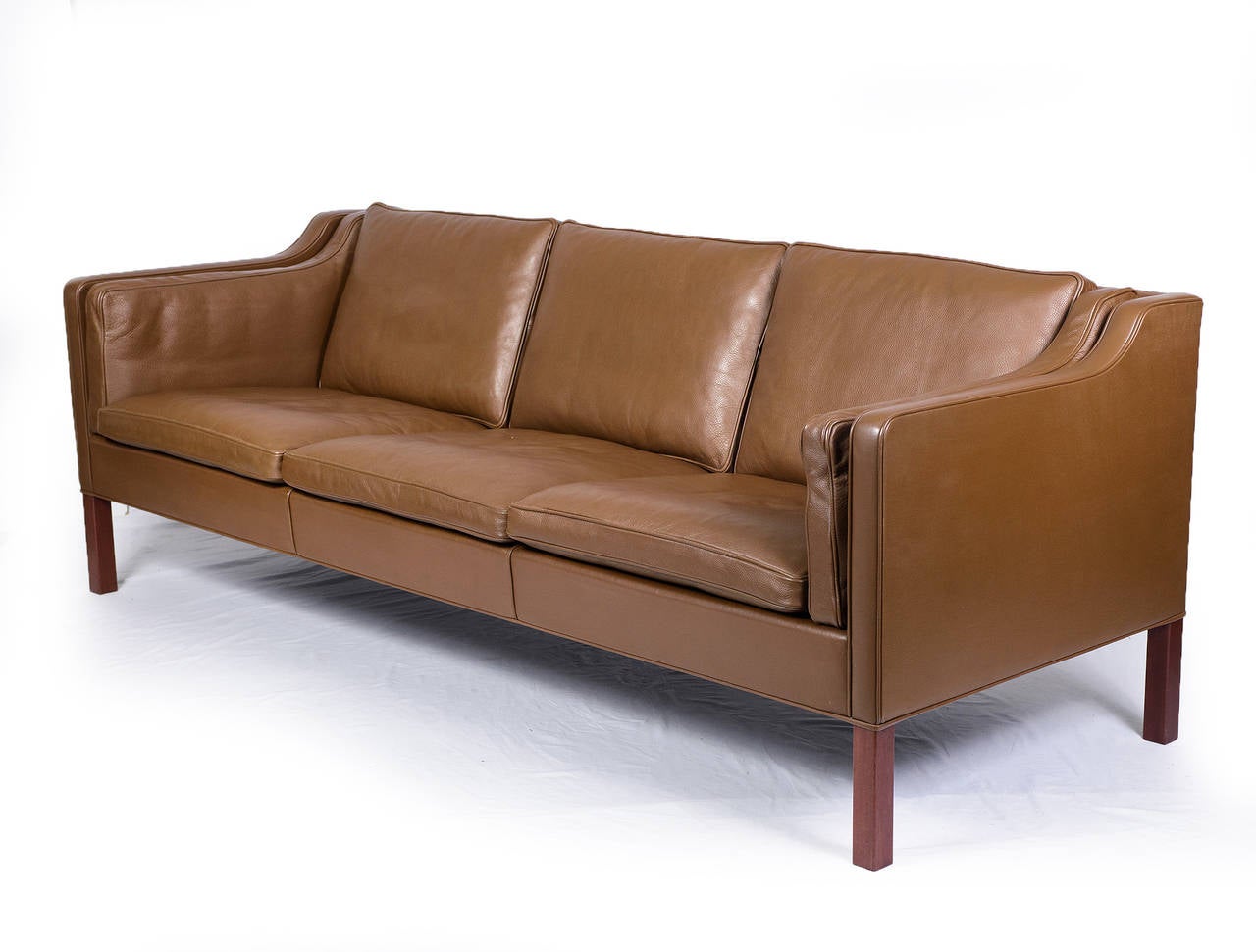 Borge Mogensen model #2213 three-seat leather sofa designed in 1962 and produced by Fredericia.   Store formerly known as ARTFUL DODGER INC
