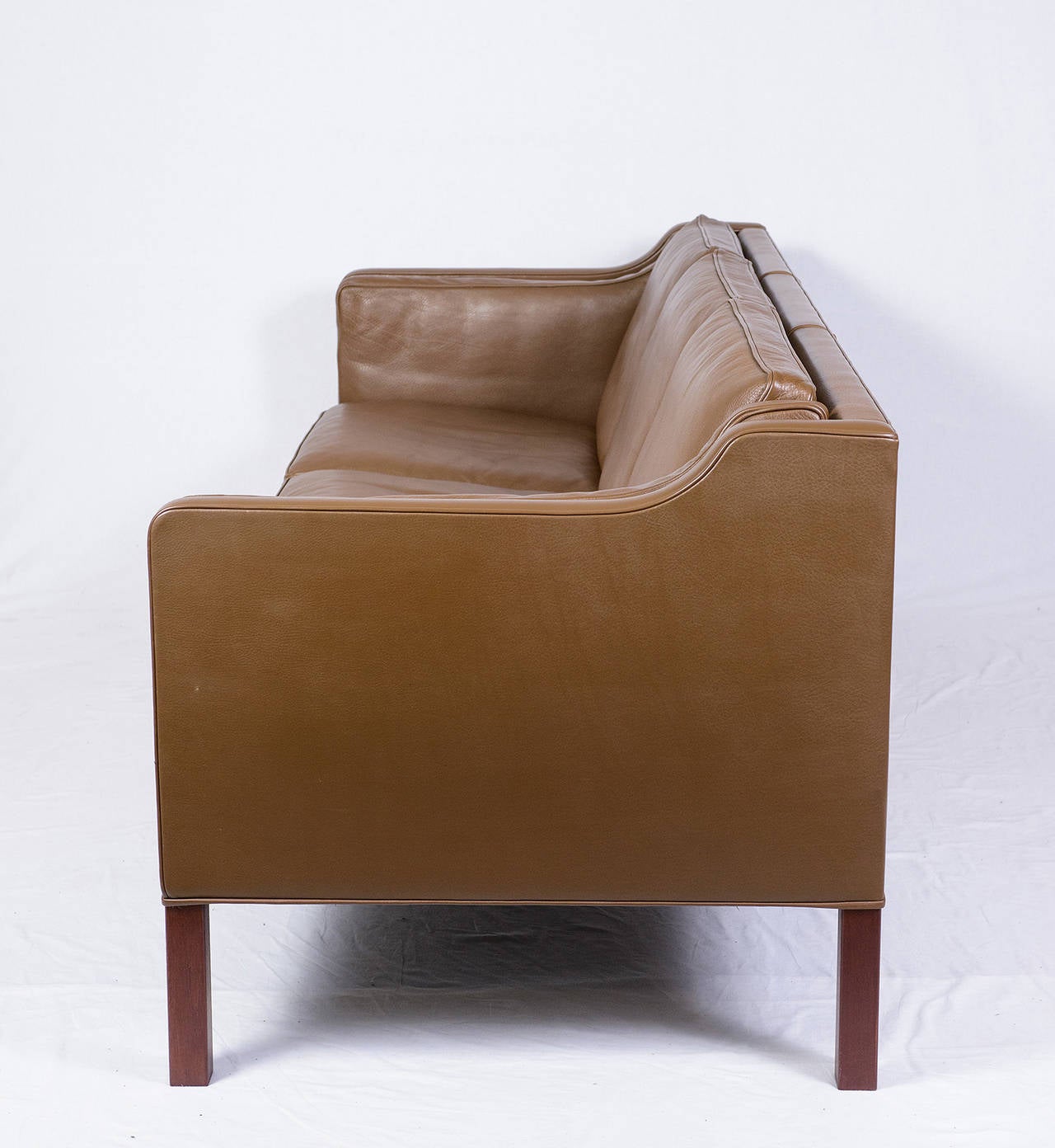 Danish Borge Mogensen Model #2213 Three-Seat Leather Sofa