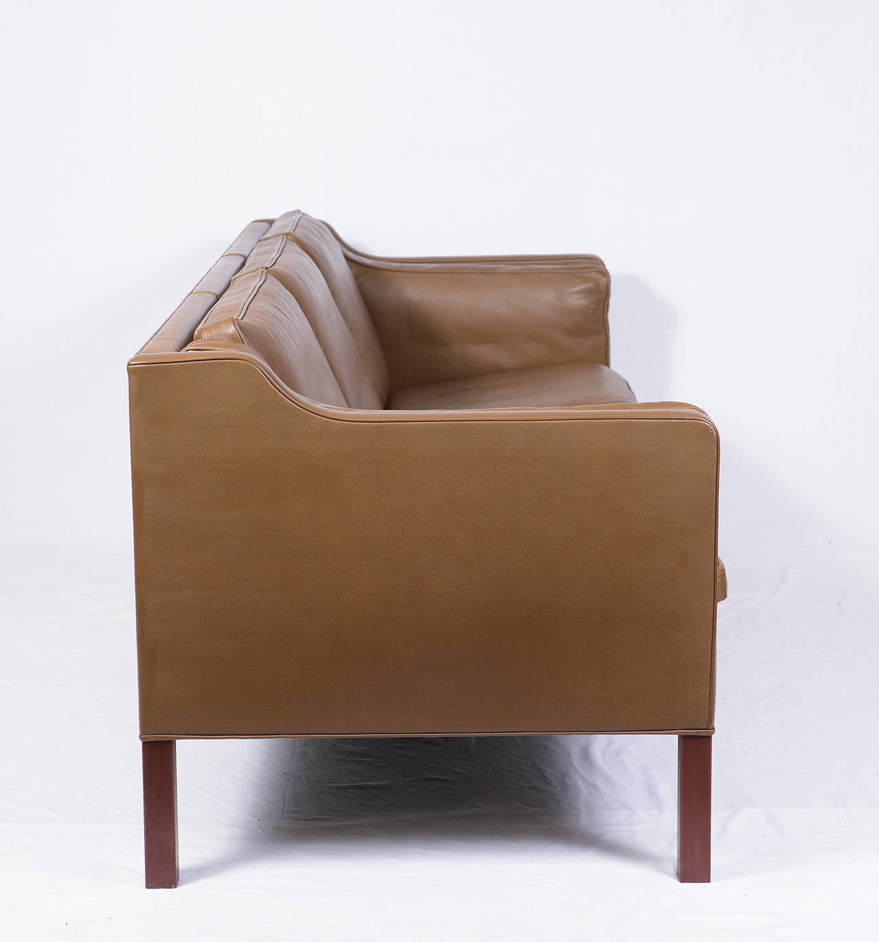 Scandinavian Modern Borge Mogensen Model #2213 Three-Seat Leather Sofa