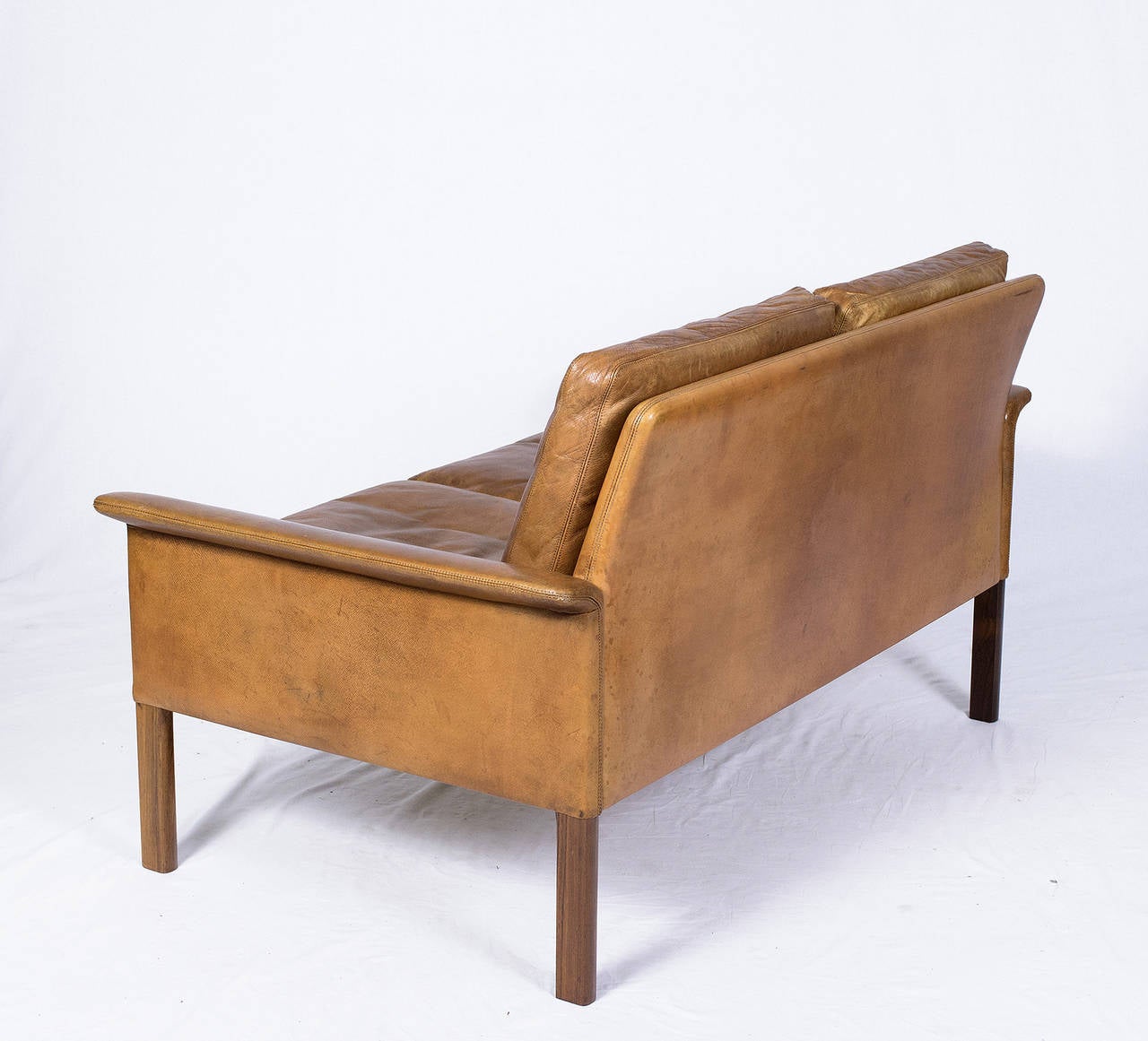 Hans Olsen Leather Settee In Good Condition In Los Angeles, CA