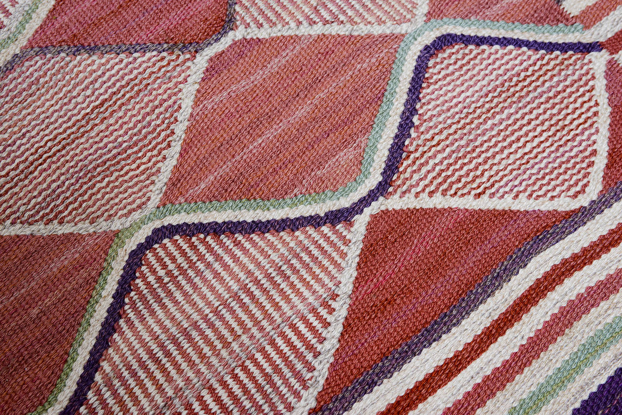 Wool Vintage Barbro Nilsson Flat-Weave Swedish Carpet for Marta Maas-Fjetterström