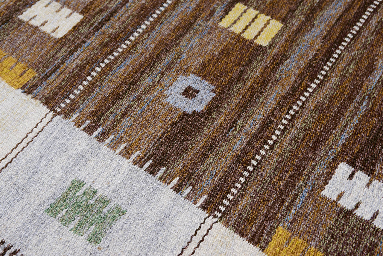 Vintage Carl Dagel Flat-Weave Swedish Carpet 1