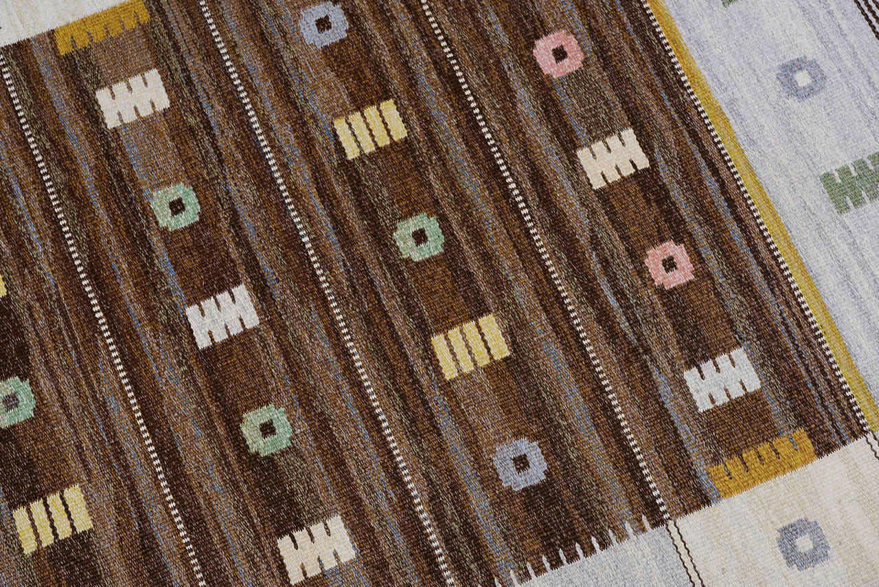 Wool Vintage Carl Dagel Flat-Weave Swedish Carpet