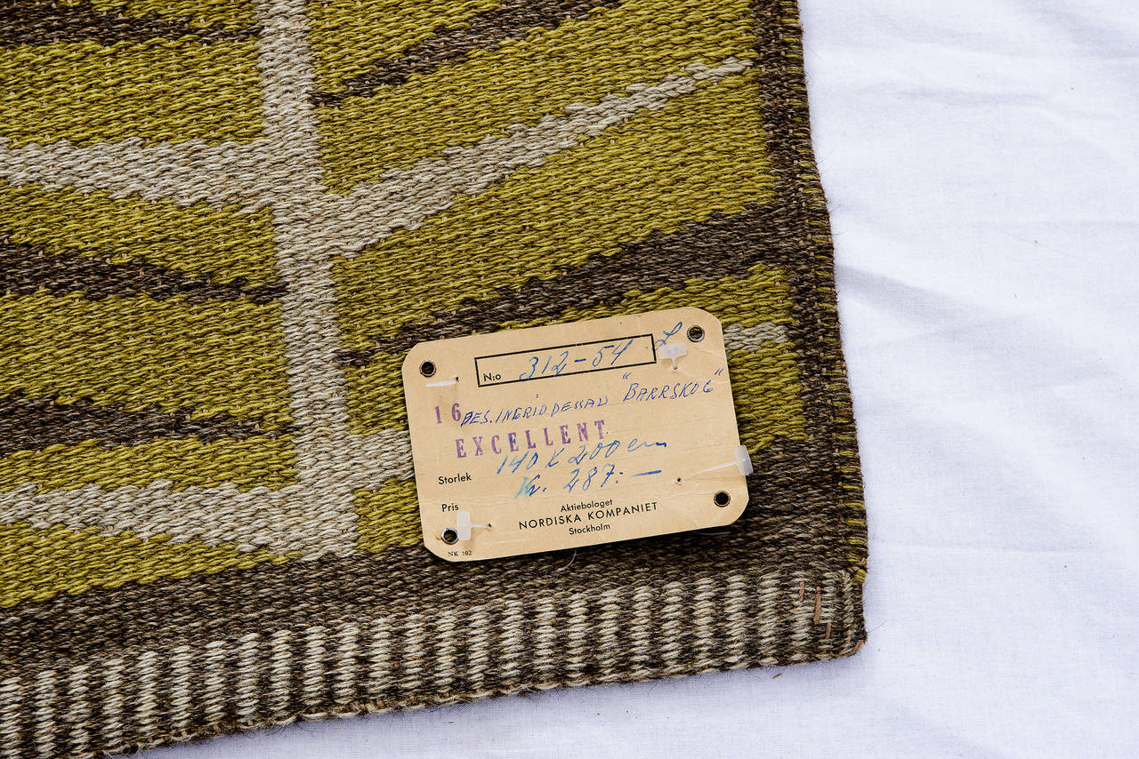 Vintage Ingrid Dessau Flat-Weave Swedish Carpet 3