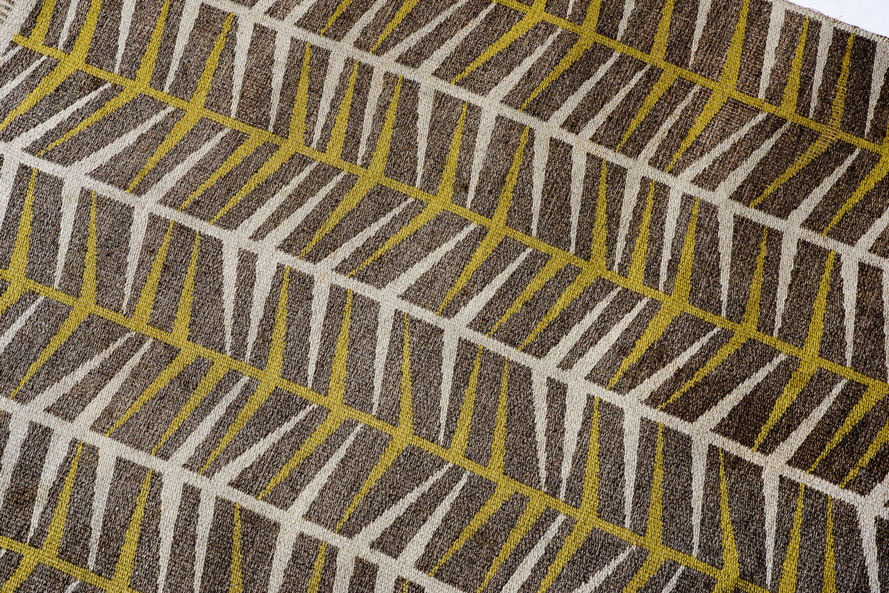 Wool Vintage Ingrid Dessau Flat-Weave Swedish Carpet