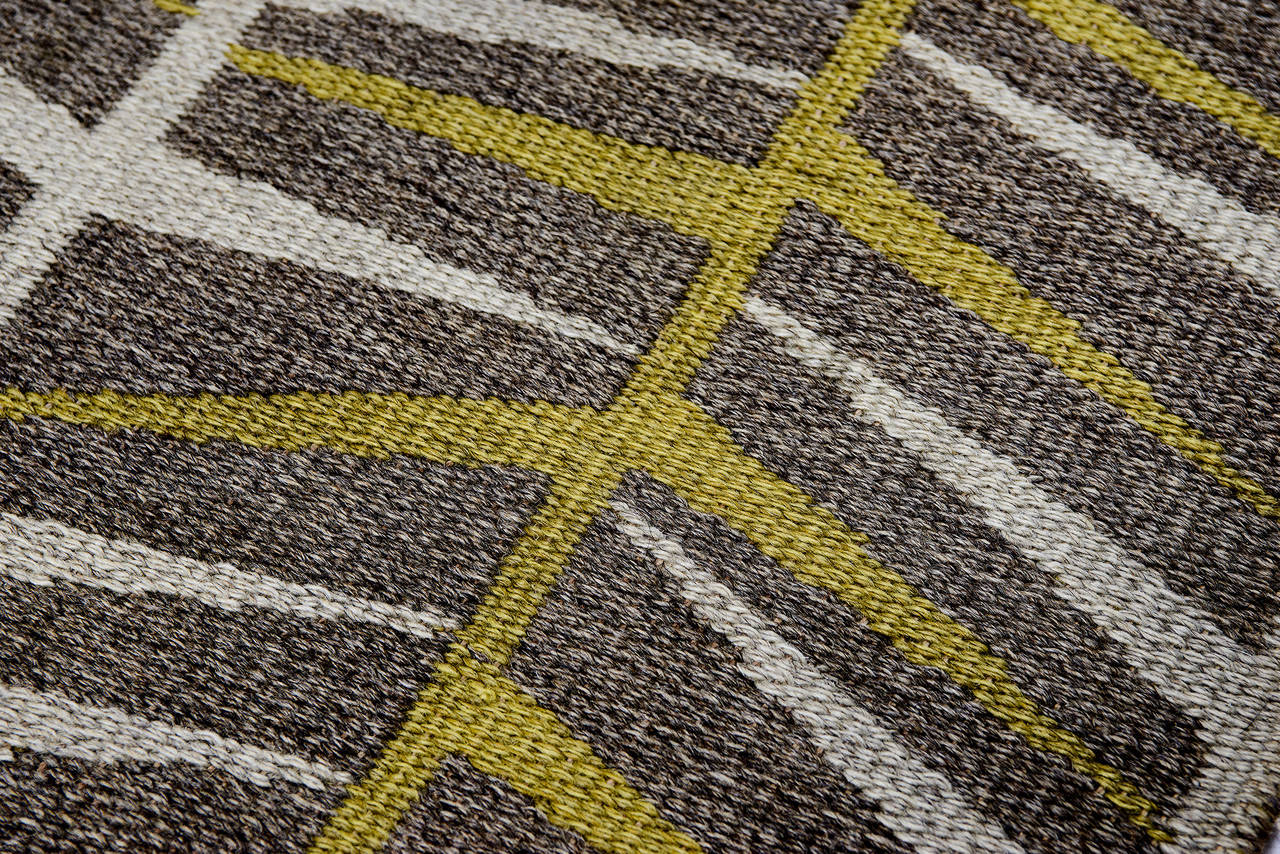 Schwedischer Flachgewebter Vintage-Teppich von Ingrid Dessau 1