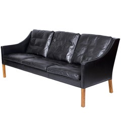 Børge Mogensen Model #2209 Three-Seat Leather Sofa