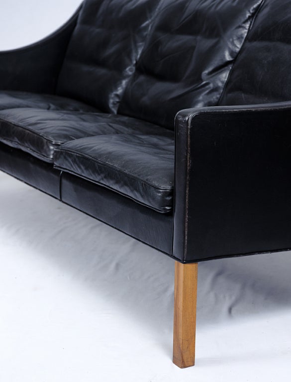 Borge Mogensen Black Leather Sofa 1