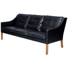 Borge Mogensen Black Leather Sofa