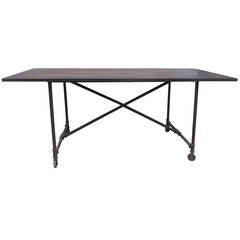 Vintage Industrial Table on Wheels