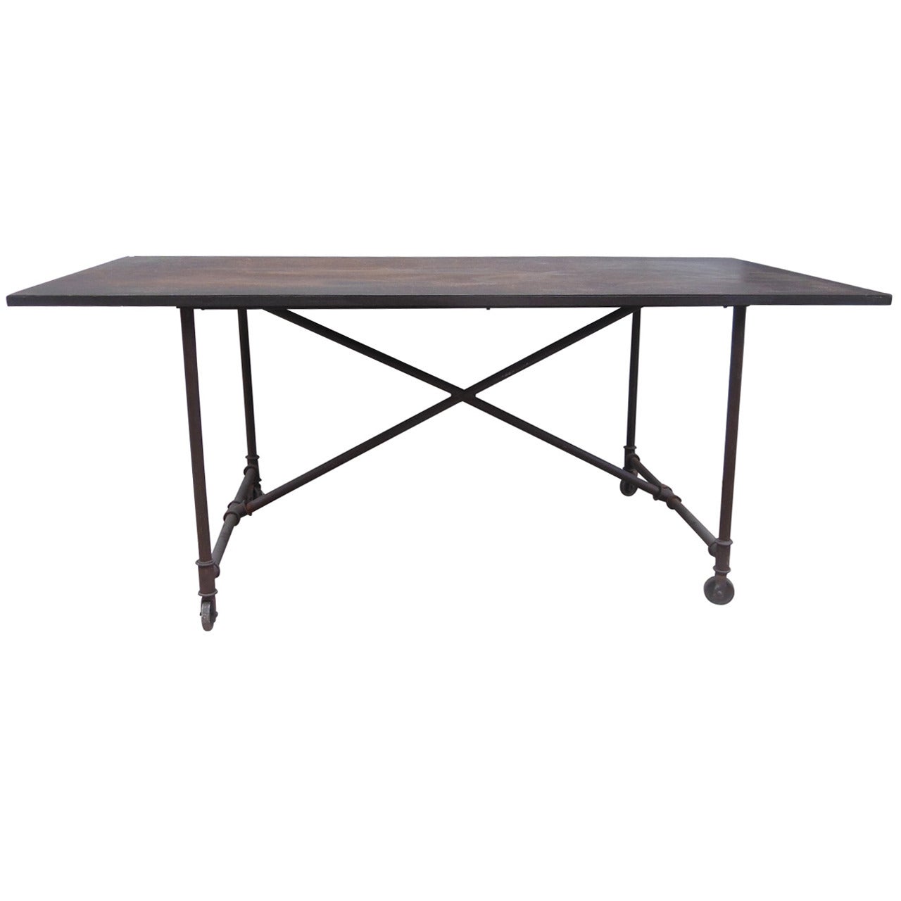 Vintage Industrial Table on Wheels at 1stDibs