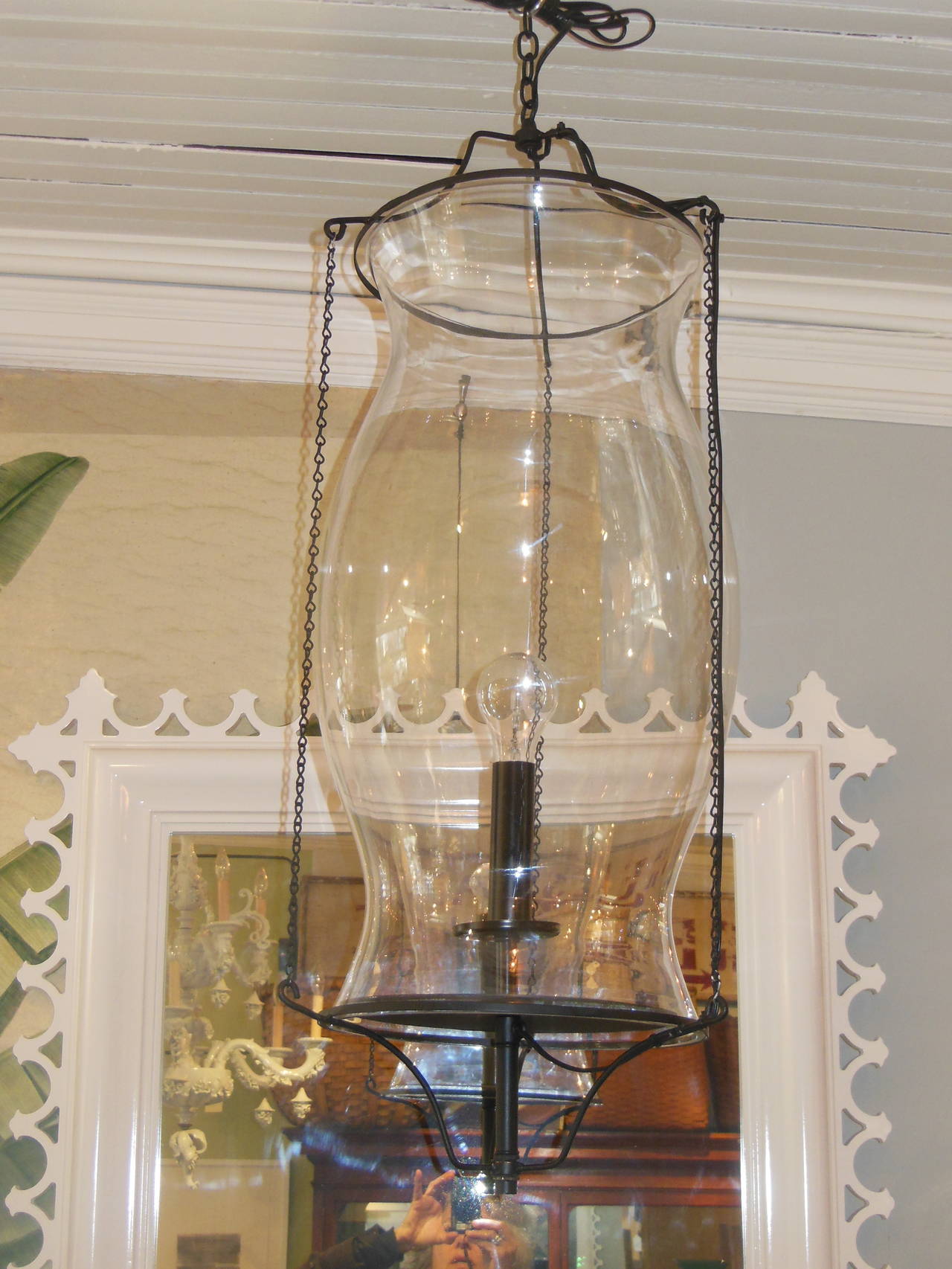 Large Iron and Glass Hurricane Lantern at 1stDibs