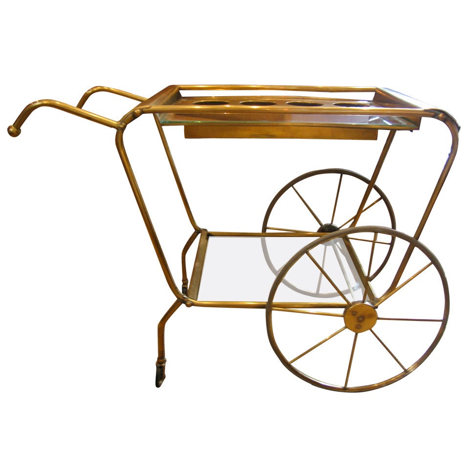 Stylish Vintage Brass Barcart